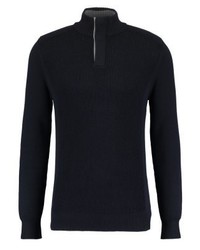 Pull à col à fermeture éclair bleu marine Celio