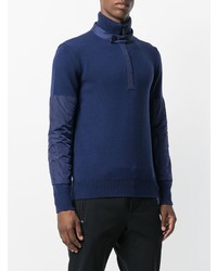 Pull à col à fermeture éclair bleu marine MONCLER GRENOBLE