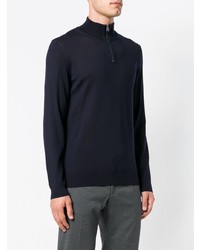 Pull à col à fermeture éclair bleu marine BOSS HUGO BOSS