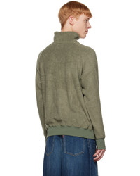 Pull à col à fermeture éclair en polaire olive Beams Plus