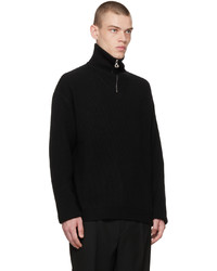 Pull à col à fermeture éclair noir Solid Homme