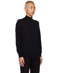 Pull à col à fermeture éclair noir Zegna