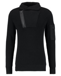 Pull à col à fermeture éclair noir
