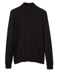 Pull à col à fermeture éclair noir Mango