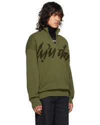 Pull à col à fermeture éclair olive LU'U DAN