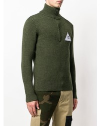 Pull à col à fermeture éclair olive Gosha Rubchinskiy