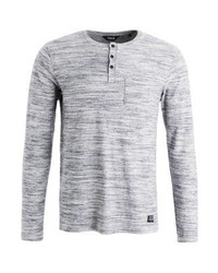 Pull à col boutonné bleu clair Solid