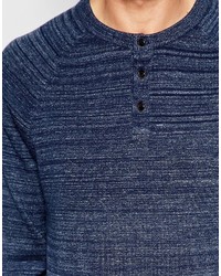 Pull à col boutonné bleu marine Esprit