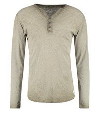 Pull à col boutonné marron clair Solid