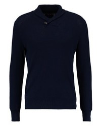 Pull à col châle bleu marine Cortefiel