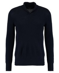 Pull à col châle bleu marine Drumohr