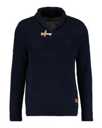 Pull à col châle bleu marine Jack & Jones