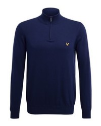 Pull à col châle bleu marine Lyle & Scott