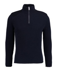 Pull à col châle bleu marine Schott NYC