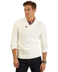 Pull à col châle en tricot blanc