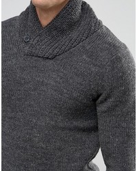 Pull à col châle en tricot gris foncé Blend of America