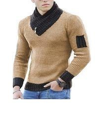 Pull à col châle jaune