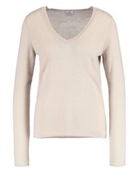 Pull à col en v beige FTC