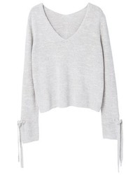 Pull à col en v beige Mango