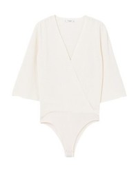 Pull à col en v beige Mango