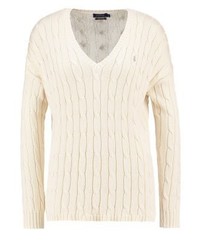 Pull à col en v beige Ralph Lauren