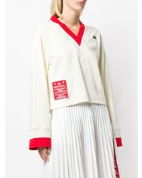 Pull à col en v blanc et rouge Kappa Kontroll