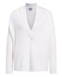 Pull à col en v blanc FTC