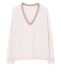 Pull à col en v blanc Mango