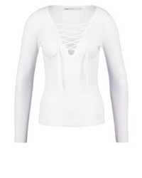 Pull à col en v blanc Only