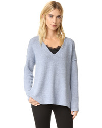 Pull à col en v bleu clair 360 Sweater