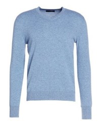 Pull à col en v bleu clair Falke