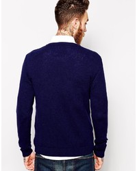 Pull à col en v bleu marine Asos