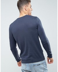 Pull à col en v bleu marine Asos