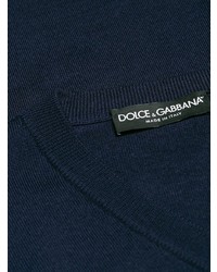 Pull à col en v bleu marine Dolce & Gabbana
