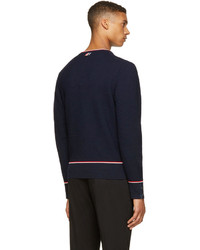 Pull à col en v bleu marine Thom Browne