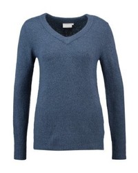Pull à col en v bleu Kaffe