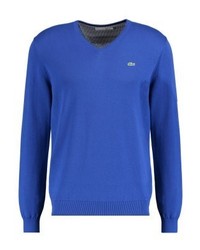 Pull à col en v bleu Lacoste