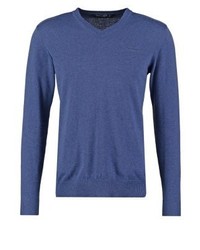 Pull à col en v bleu Teddy Smith