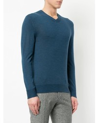 Pull à col en v bleu Cerruti 1881