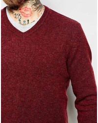 Pull à col en v bordeaux Asos