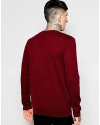 Pull à col en v bordeaux Asos