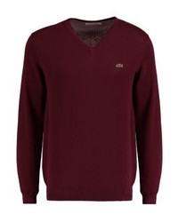 Pull à col en v bordeaux Lacoste