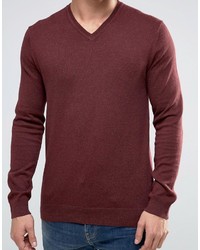 Pull à col en v bordeaux Esprit