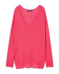 Pull à col en v fuchsia Mango