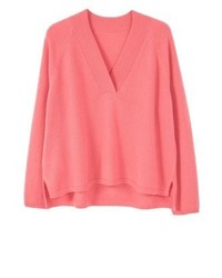 Pull à col en v fuchsia Mango