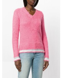 Pull à col en v fuchsia MSGM