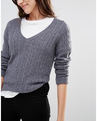 Pull à col en v gris foncé Jack Wills