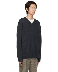 Pull à col en v gris foncé Acne Studios