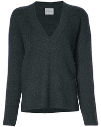 Pull à col en v gris foncé