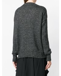 Pull à col en v gris foncé Etro